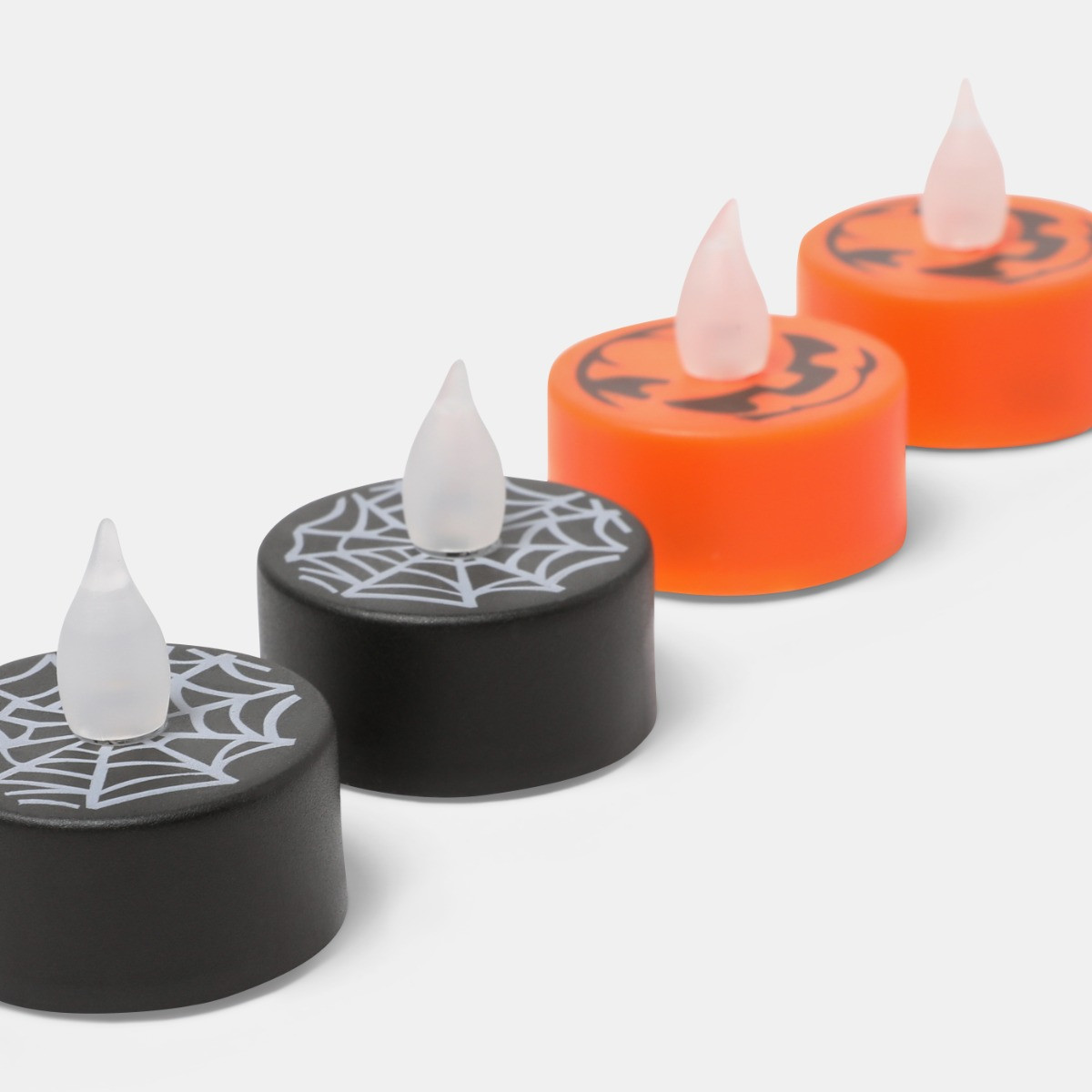 OHS 8 Pack Halloween LED Tealights - Black/Orange>