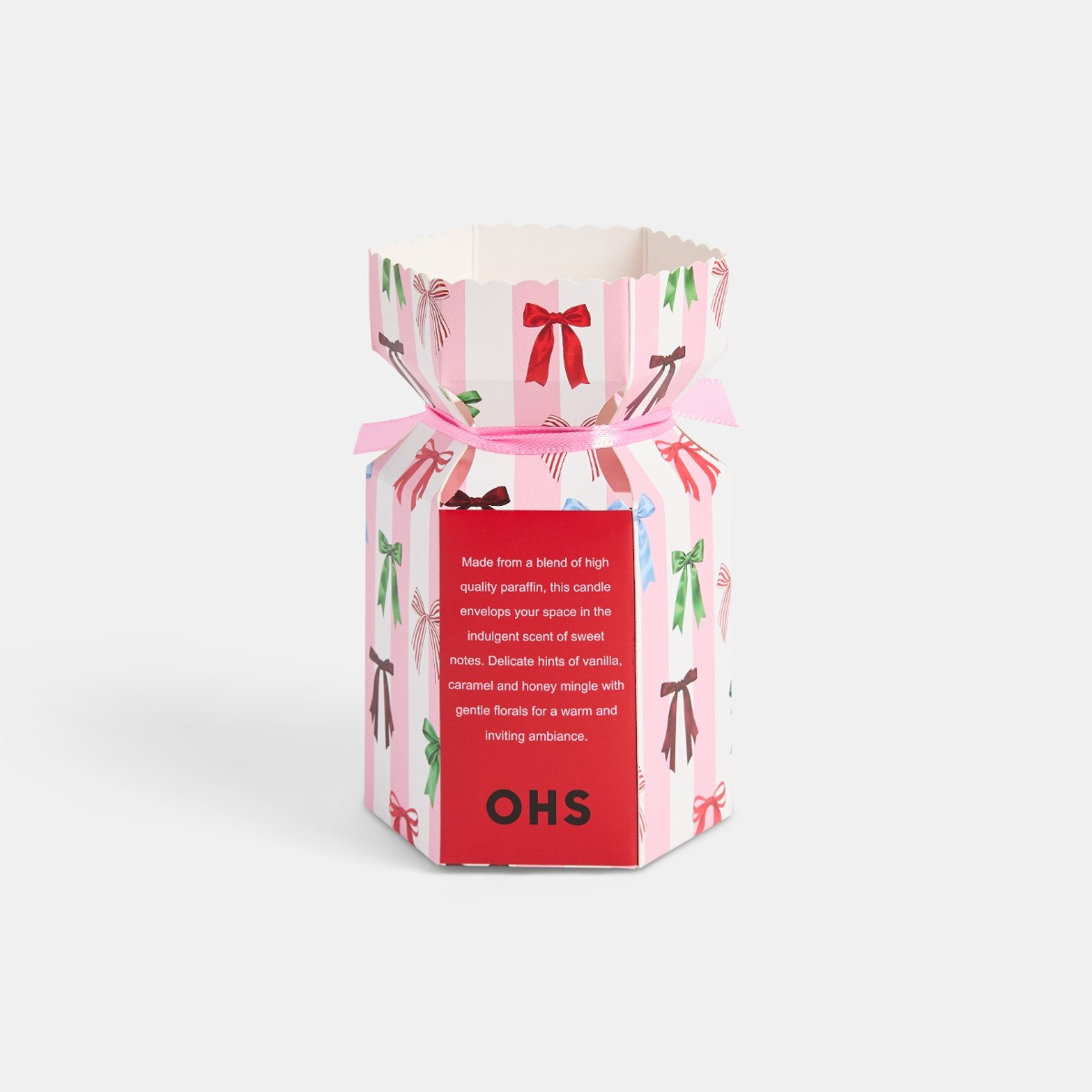 OHS Sugar Snow Scented Glass Candle - Pink>