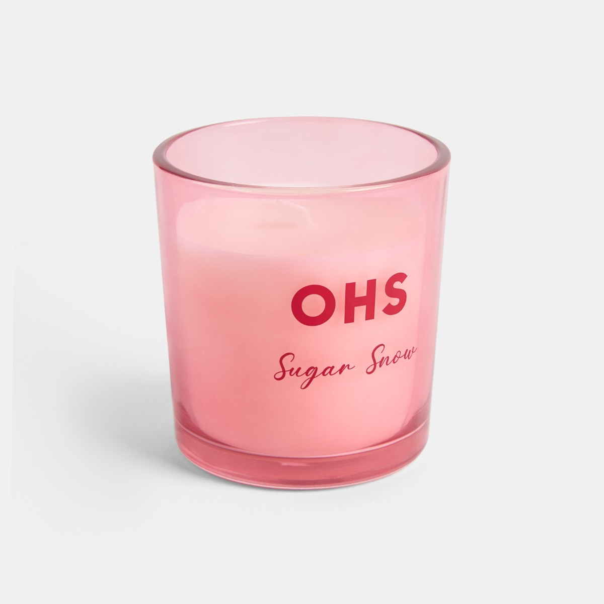 OHS Sugar Snow Scented Glass Candle - Pink>