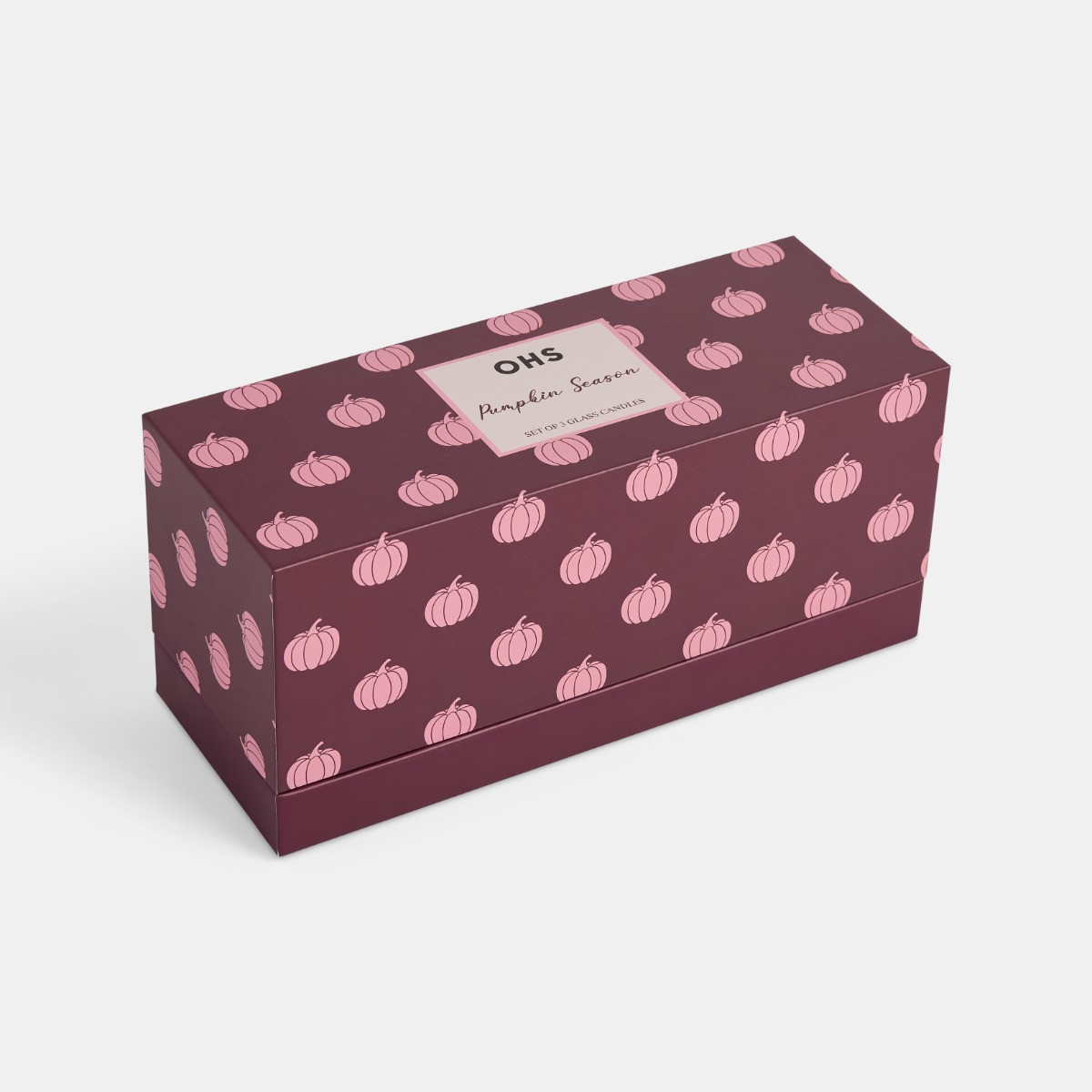 OHS 3 Glass Scented Candles Set, Pumpkin Print - Burgundy>
