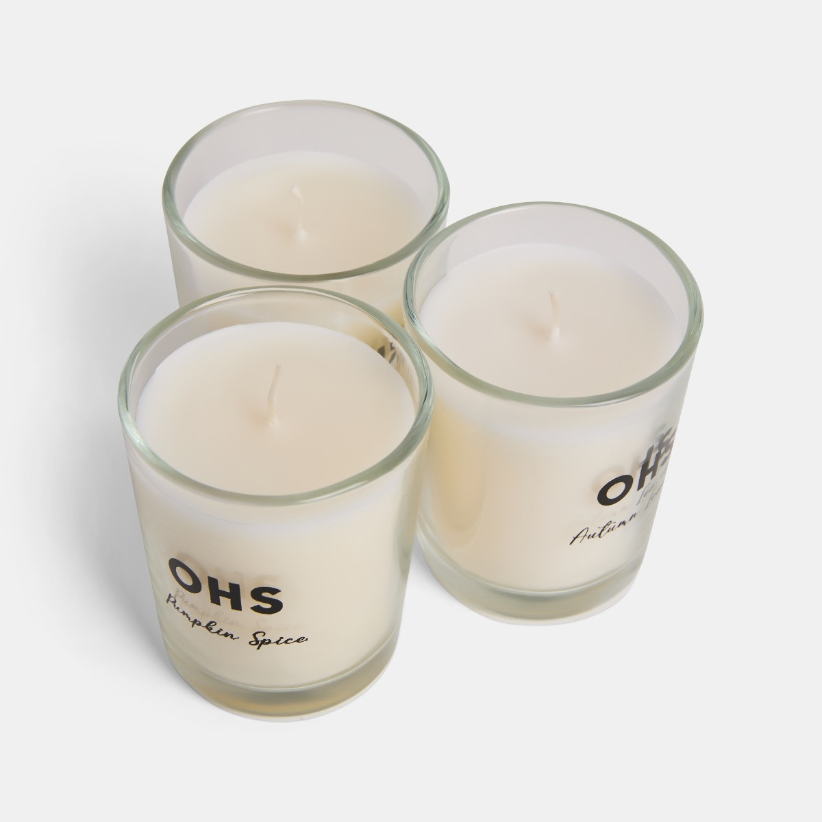 OHS 3 Glass Scented Candles Set, Pumpkin Print - Burgundy>
