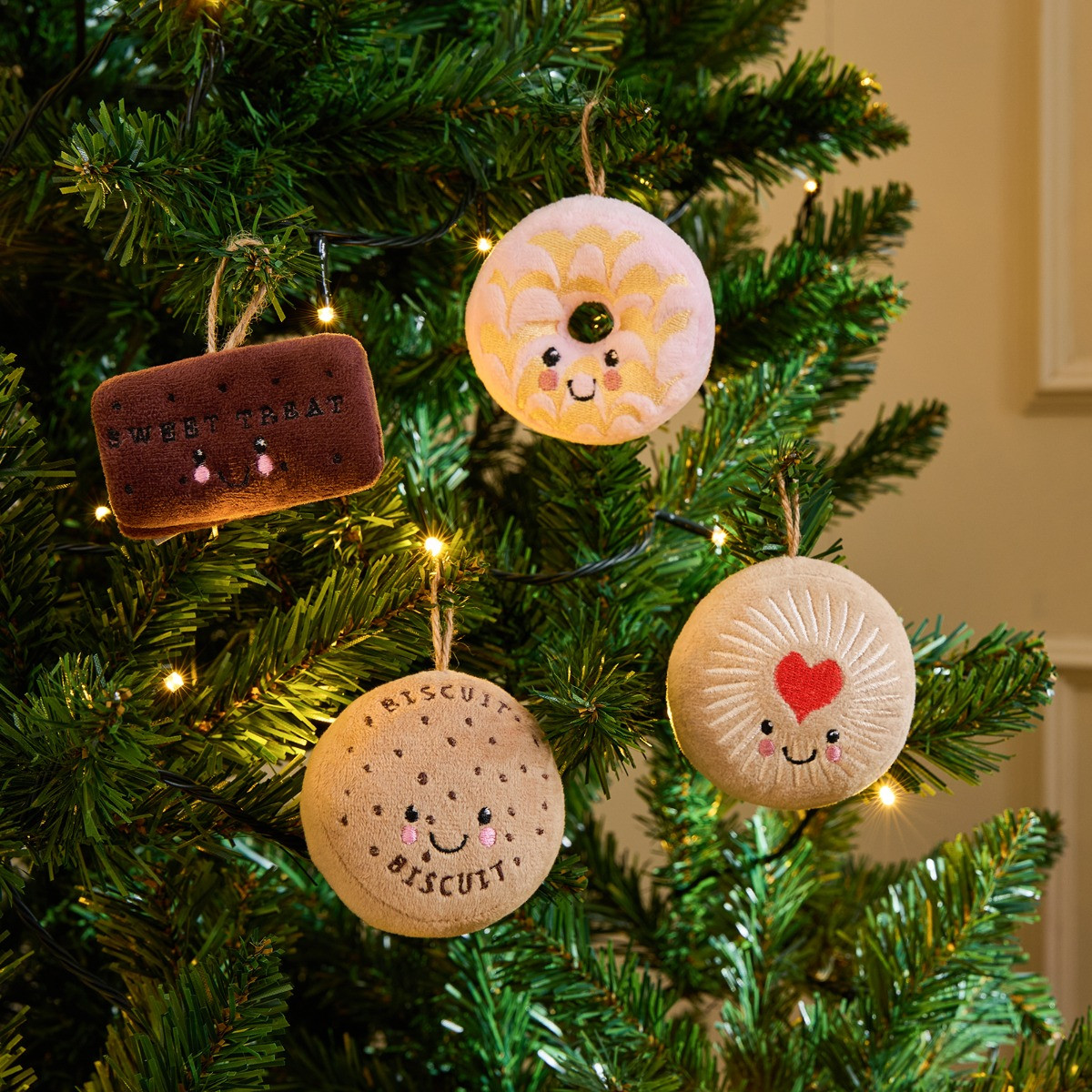 OHS 4 Pack Biscuits Christmas Tree Decorations - Multi>