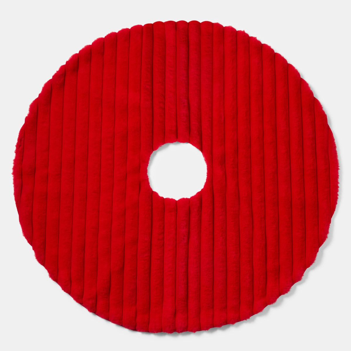 OHS Ribbed Faux Fur Christmas Tree Skirt - Red>