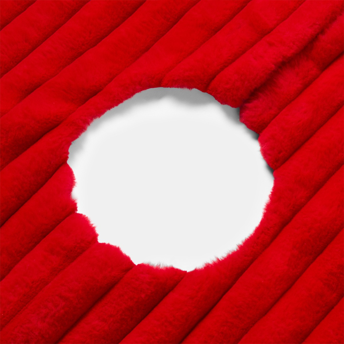 OHS Ribbed Faux Fur Christmas Tree Skirt - Red>
