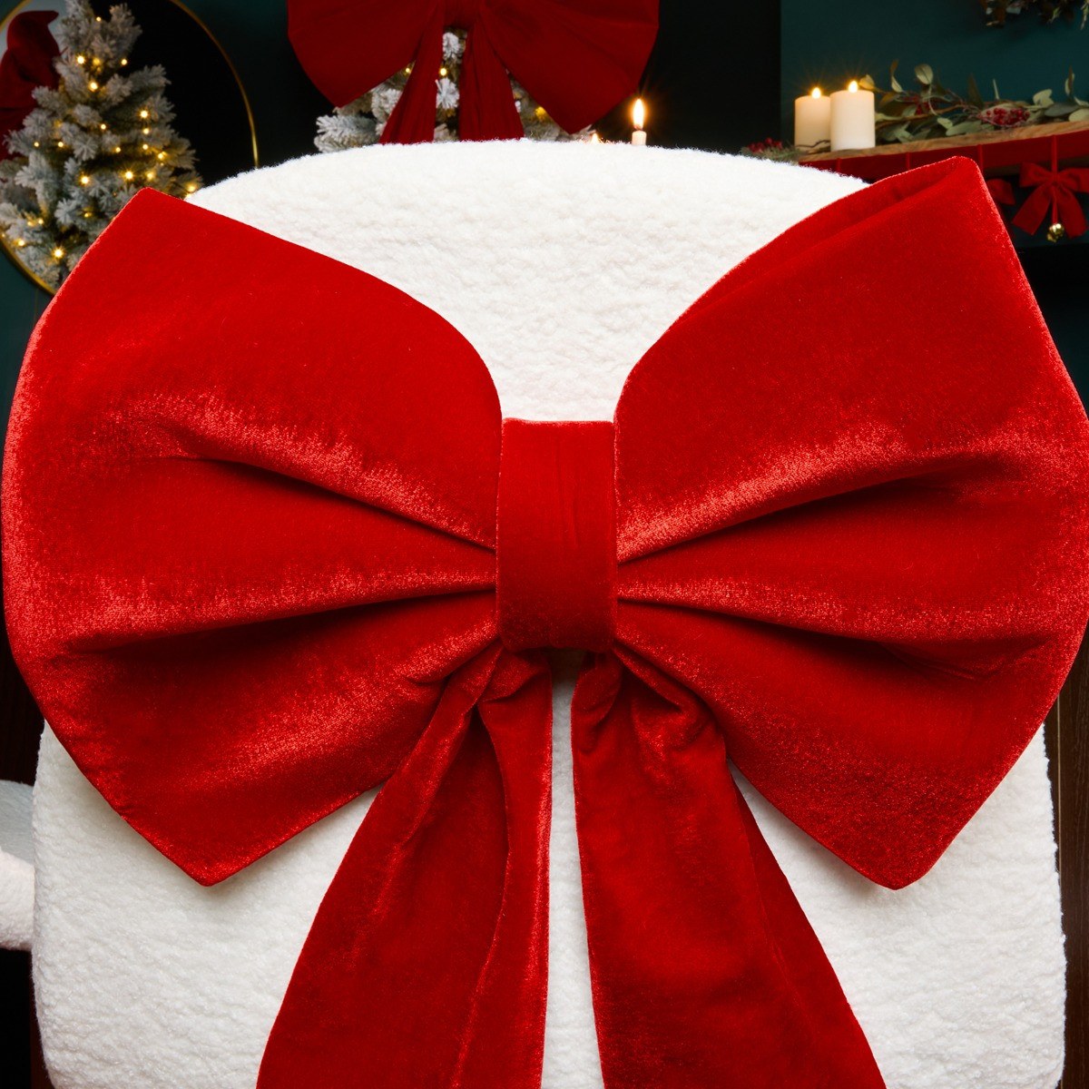 OHS 4 Pack Velvet Chair Bows - Red>