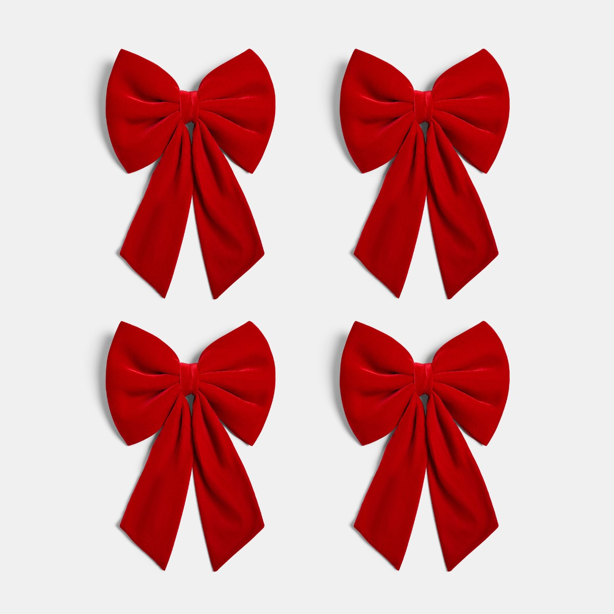 OHS 4 Pack Velvet Chair Bows - Red>
