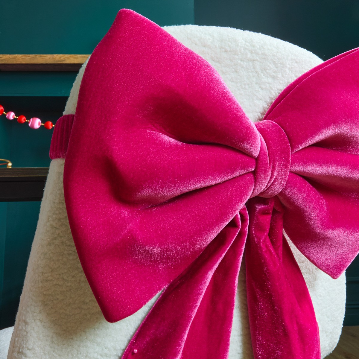 OHS 4 Pack Velvet Chair Bows - Hot Pink>