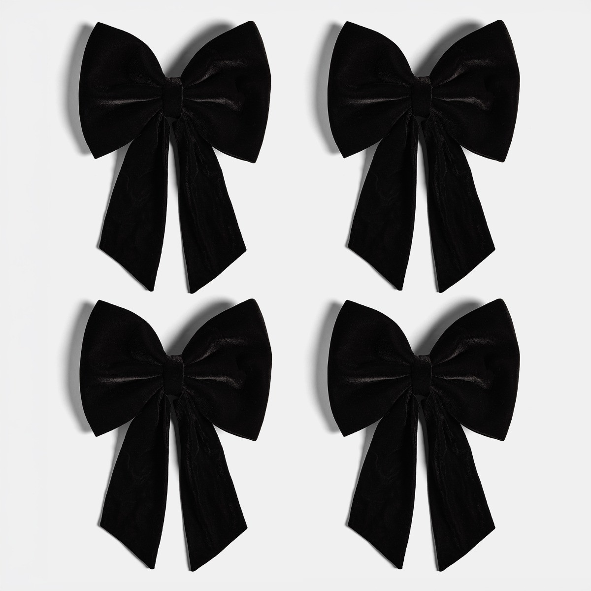 OHS 4 Pack Velvet Chair Bows - Black>