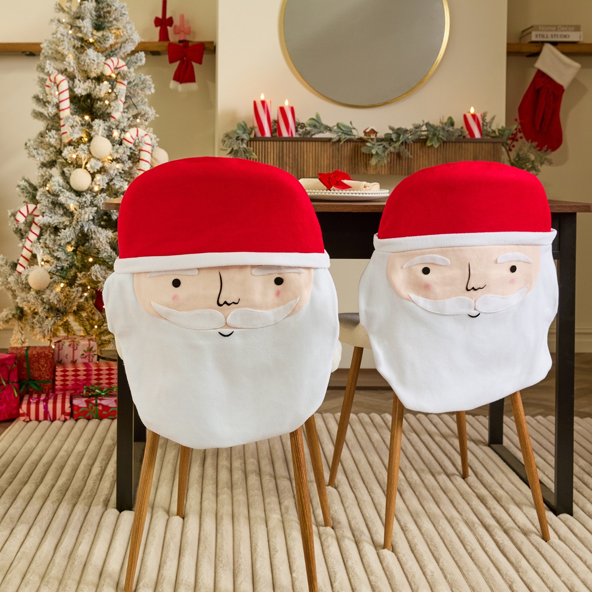 OHS 4 Pack Santa Chair Covers - Red/White>
