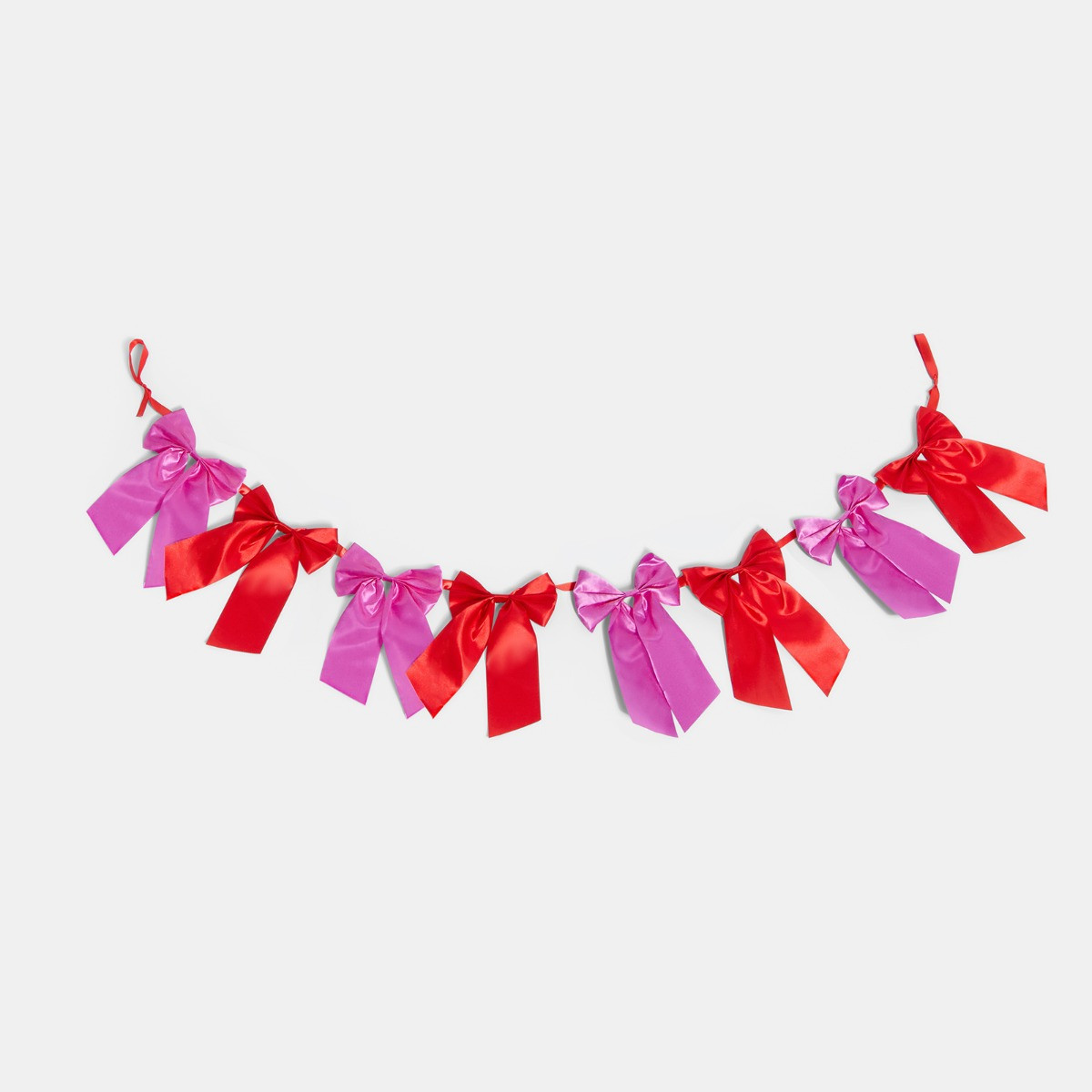 OHS Satin Bow Garland, Red/Hot Pink - 1.8m>