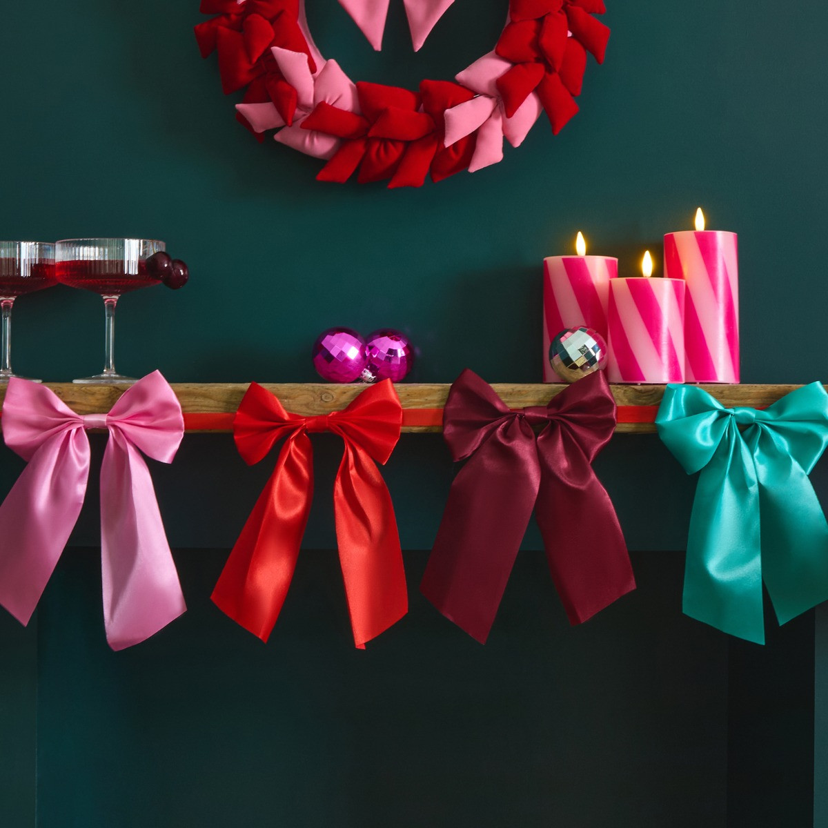 OHS Satin Bow Garland, Multi - 1.8m>