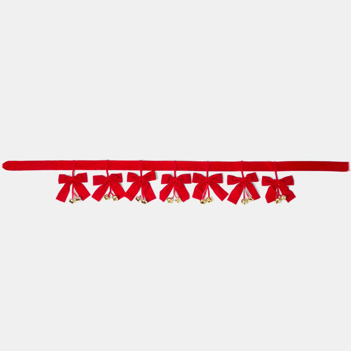 OHS Velvet Bow Bells Garland, Red - 1.1m>