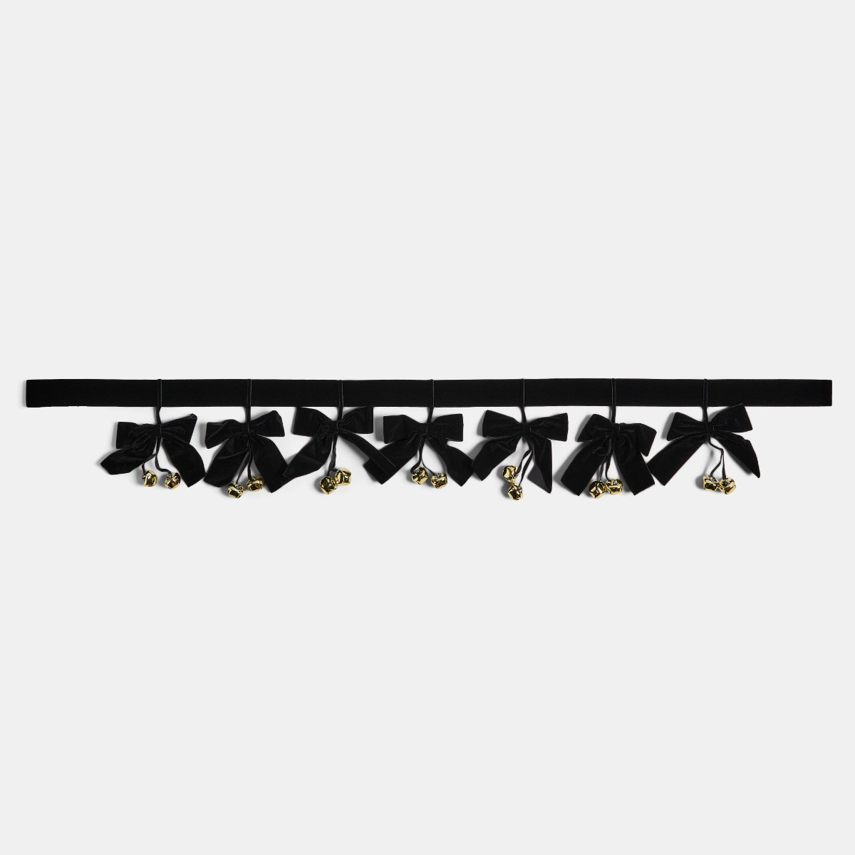 OHS Velvet Bow Bells Garland, Black - 1.1m>
