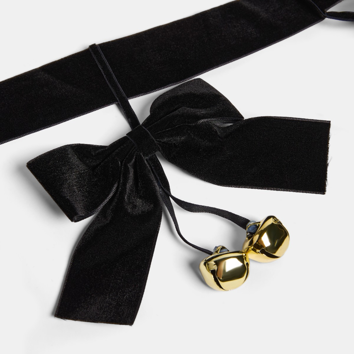 OHS Velvet Bow Bells Garland, Black - 1.1m>