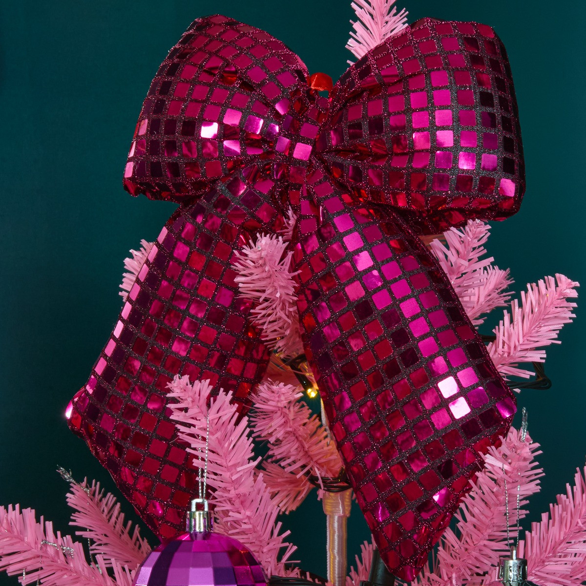 OHS 4 Pack Disco Ball Bow Set - Hot Pink>