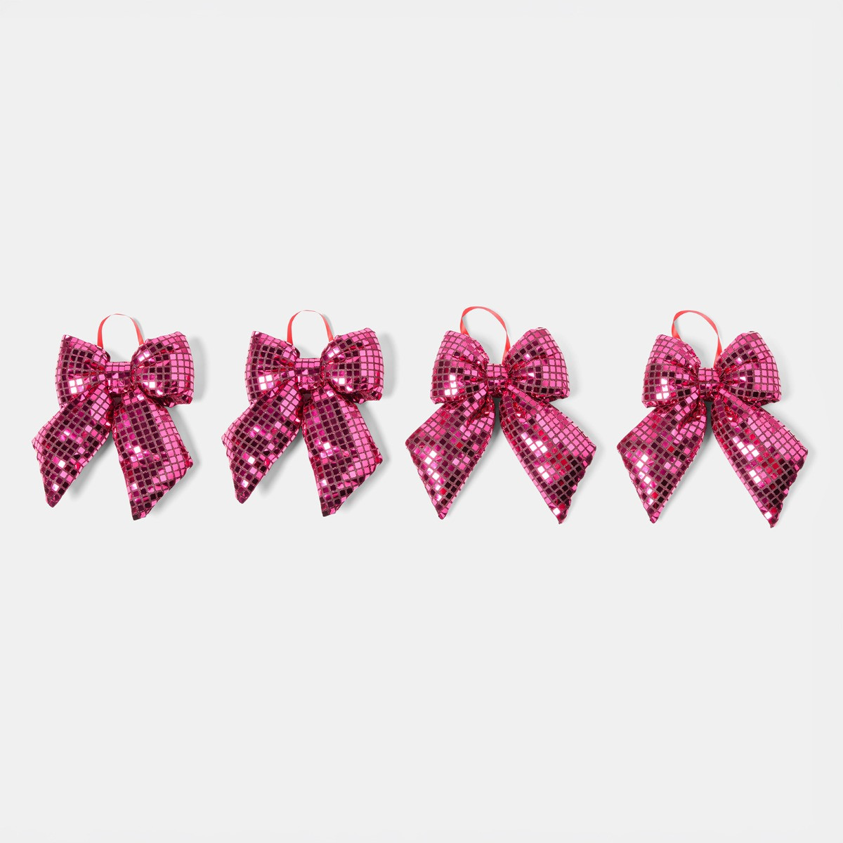 OHS 4 Pack Disco Ball Bow Set - Hot Pink>
