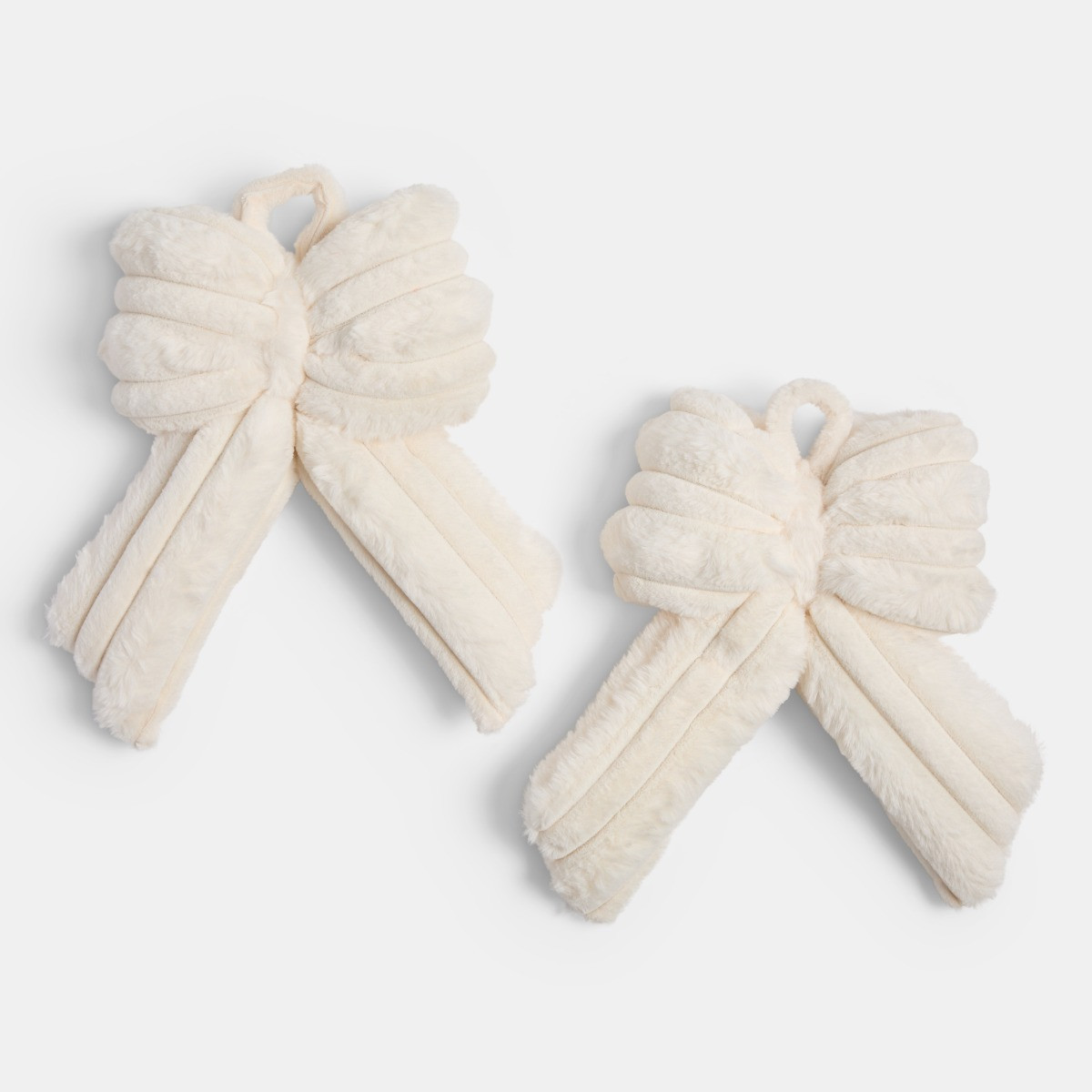 OHS 2 Pack Faux Fur Hanging Bows - Cream>