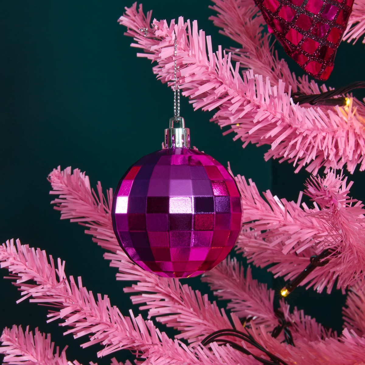 OHS 30 Pack Disco Ball Bauble Set - Hot Pink>