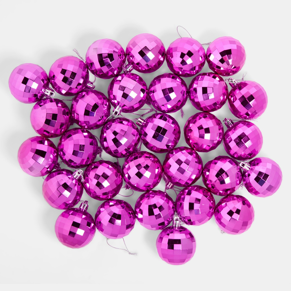 OHS 30 Pack Disco Ball Bauble Set - Hot Pink>