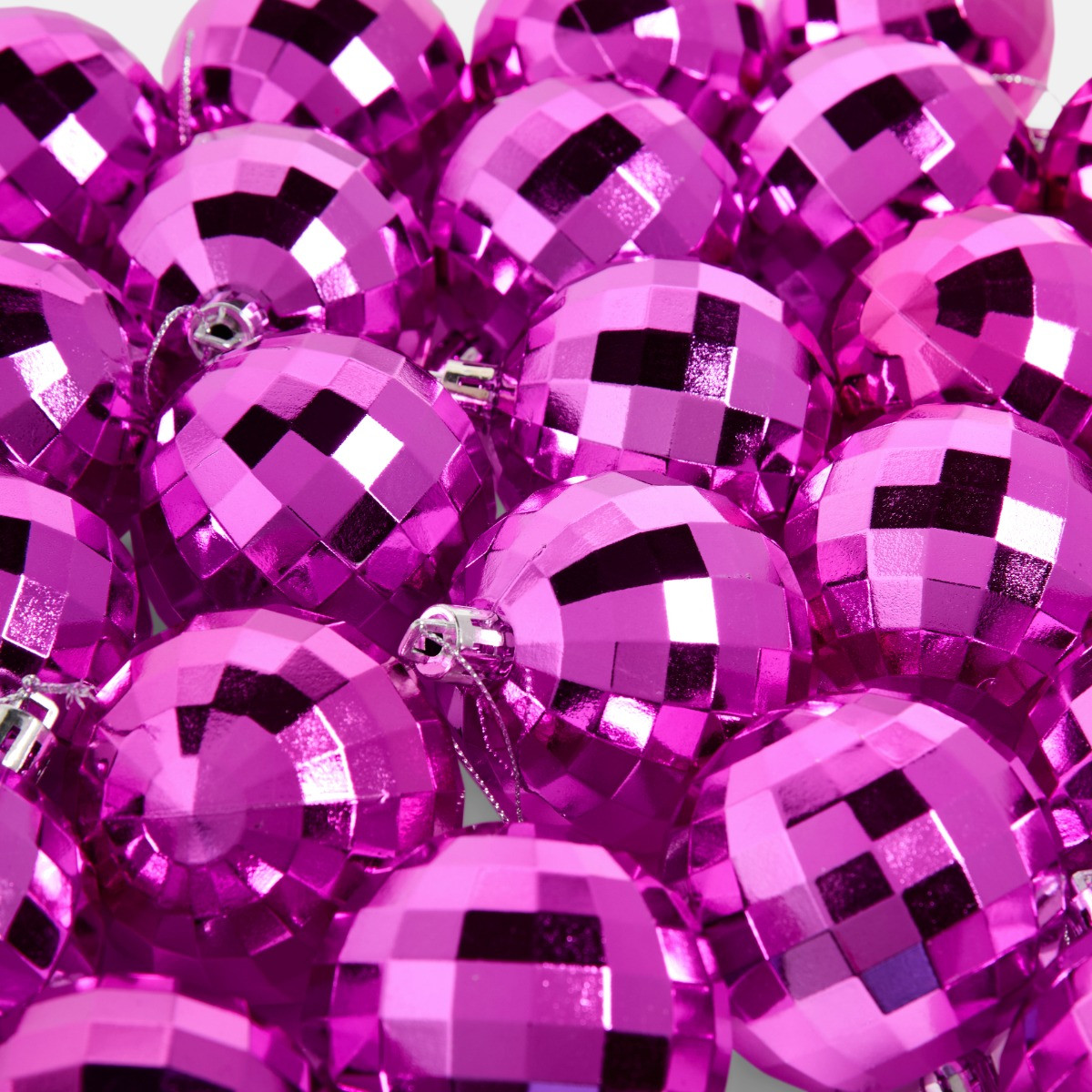 OHS 30 Pack Disco Ball Bauble Set - Hot Pink>
