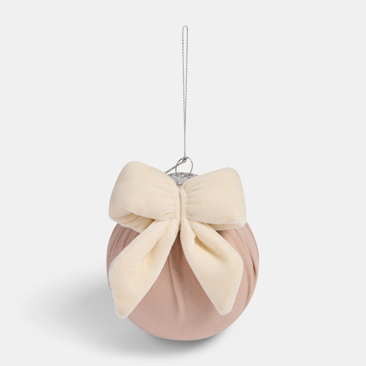 OHS 4 Pack Bauble with Bow - Cream/Natural>