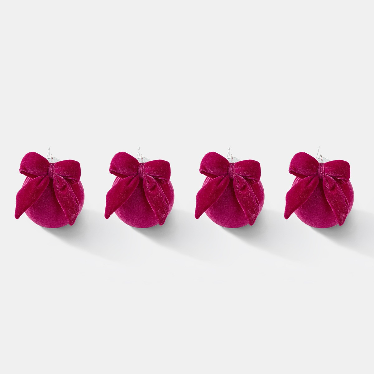 OHS 4 Pack Bauble with Bow - Hot Pink>