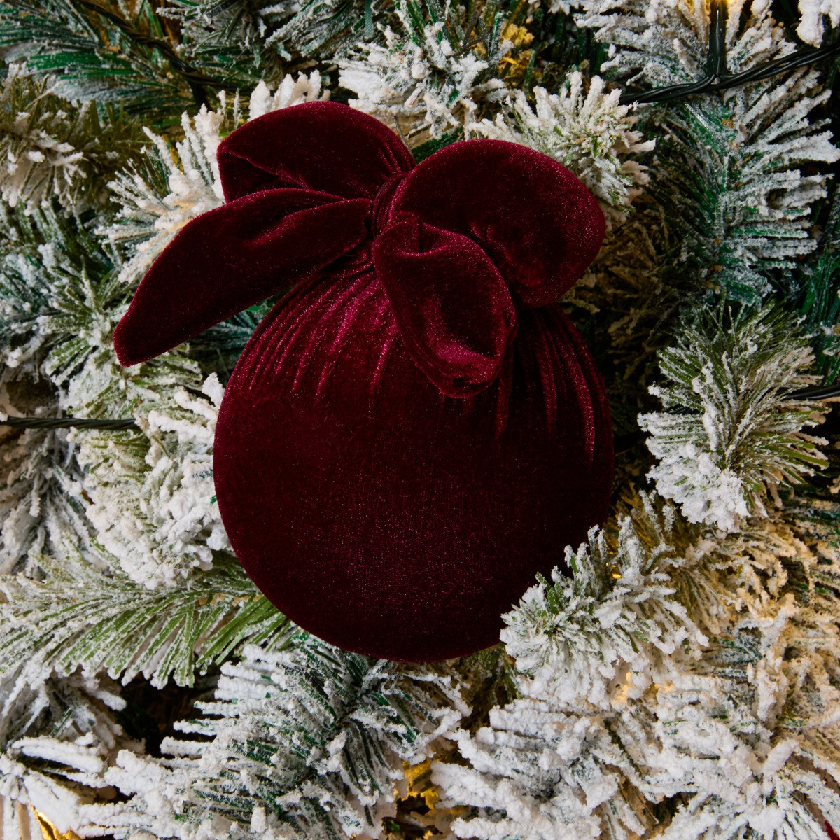 OHS 4 Pack Bauble with Bow - Burgundy>