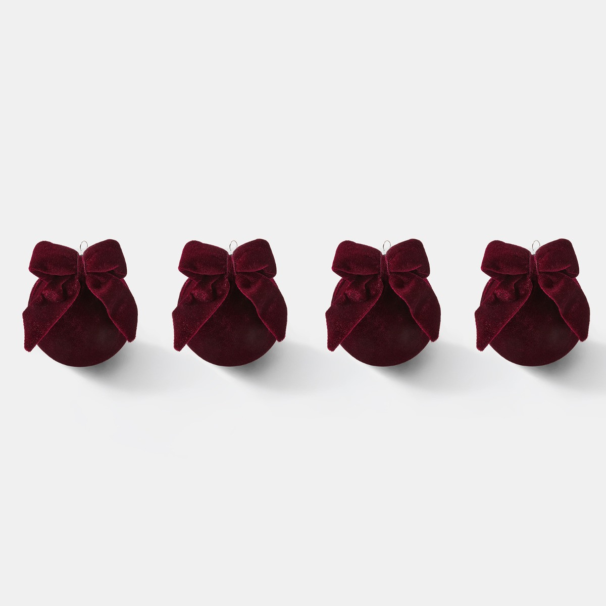 OHS 4 Pack Bauble with Bow - Burgundy>
