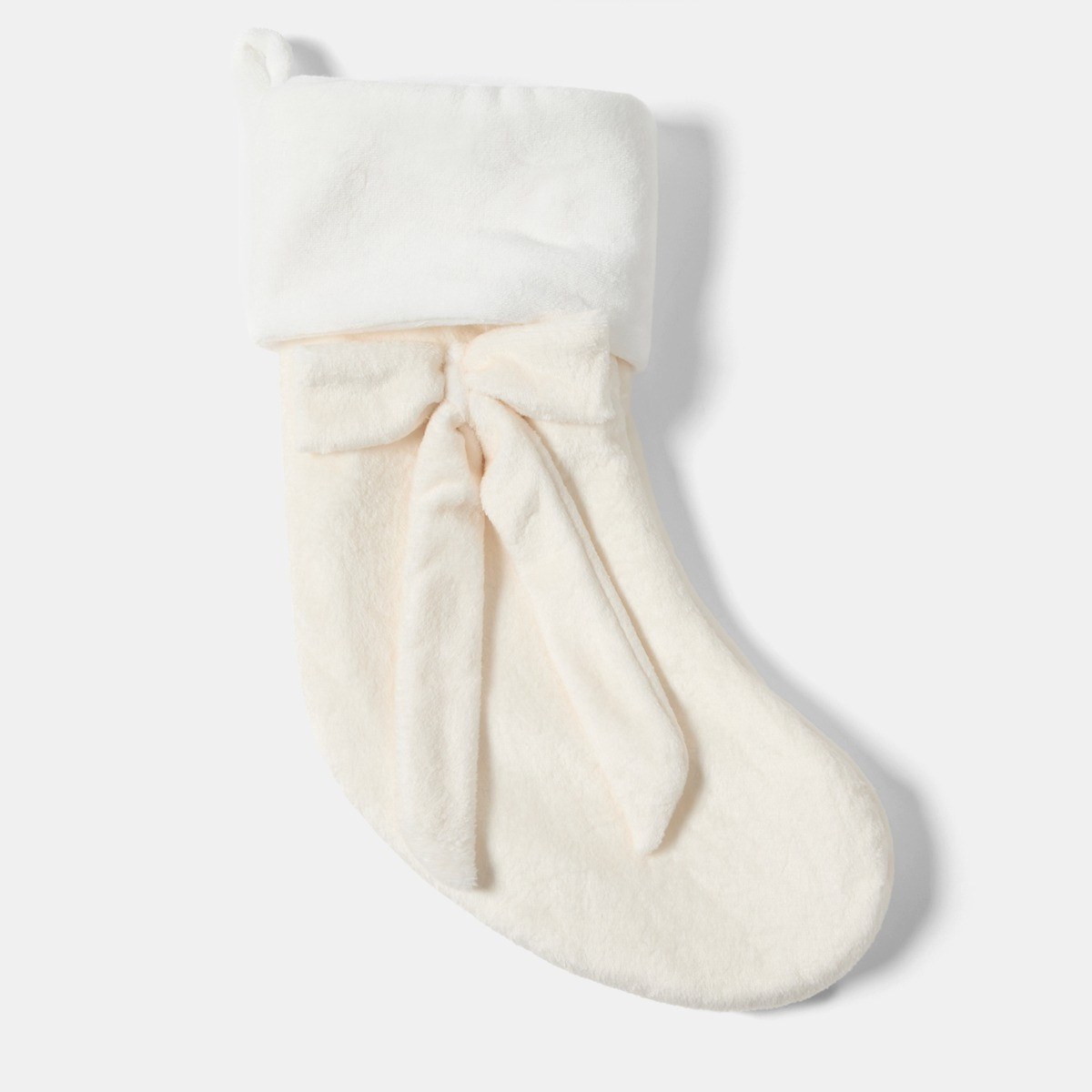 OHS Plush Bow Stocking - Cream>
