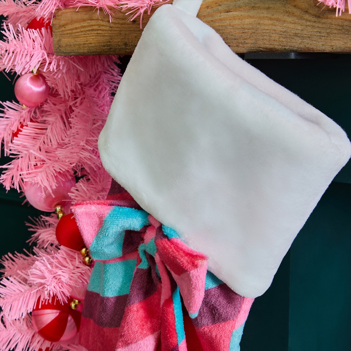 OHS Plush Bow Stripe Stocking - Multi>