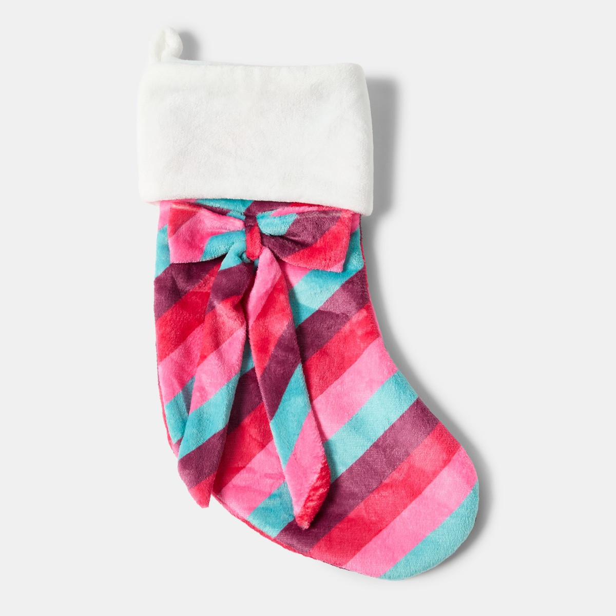 OHS Plush Bow Stripe Stocking - Multi>