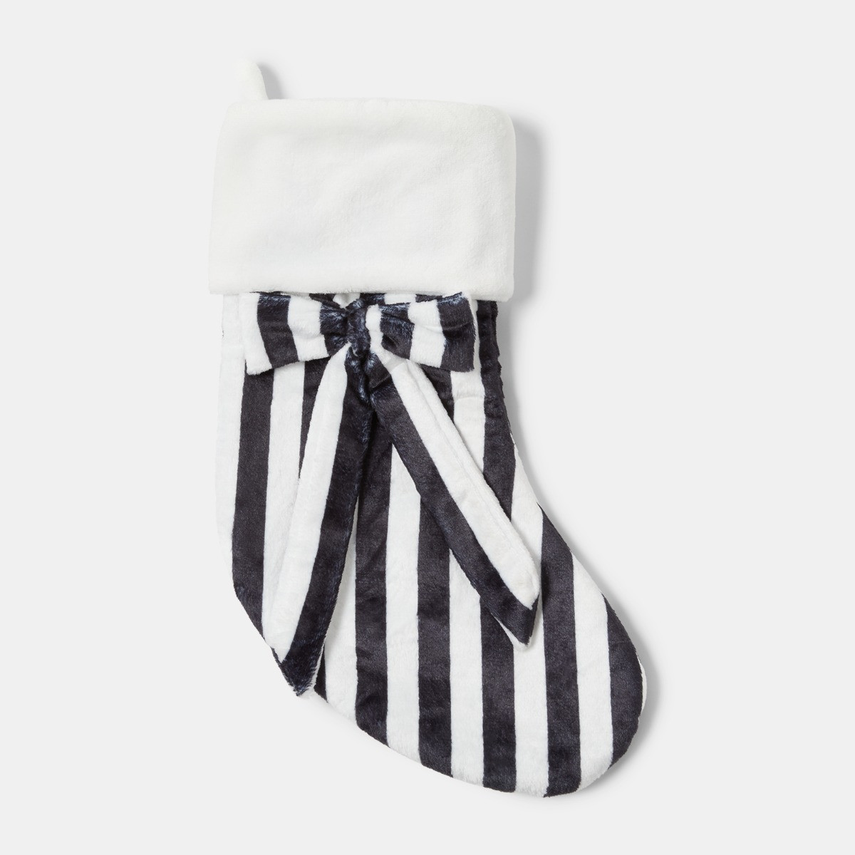 OHS Plush Bow Stripe Stocking - Monochrome>