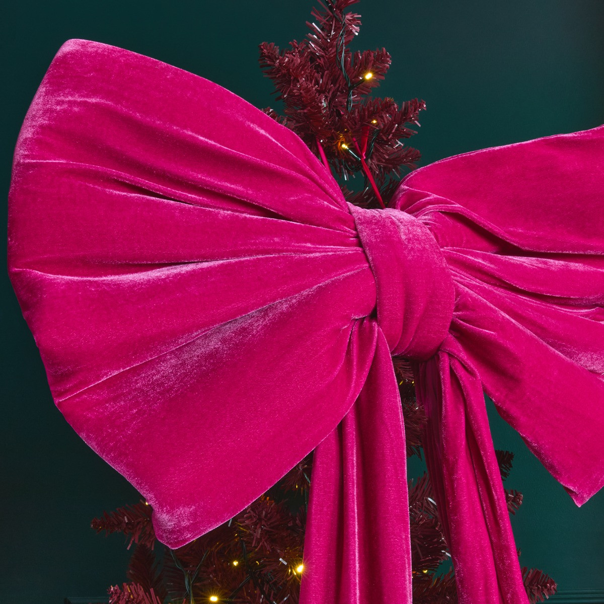 OHS Velvet Christmas Tree Bow - Hot Pink>