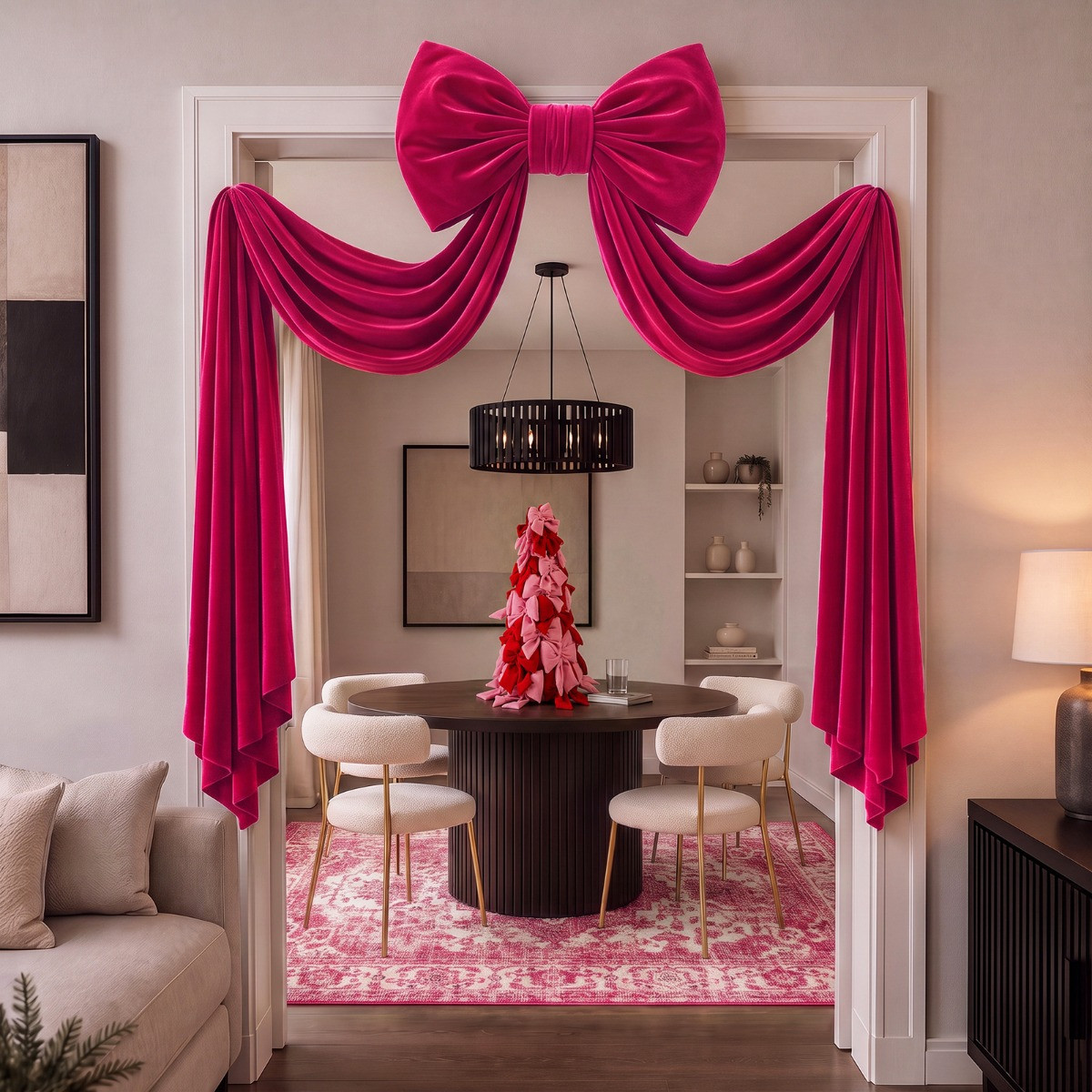 OHS Velvet Christmas Tree Bow - Hot Pink>