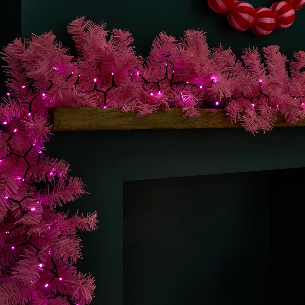 OHS 200 Battery Operated LED String Lights - Pink>
