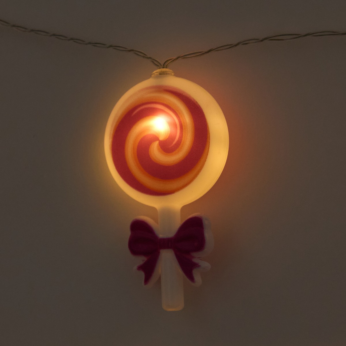 OHS 10 Pack Bow Lollipop String Lights - Hot Pink/White>