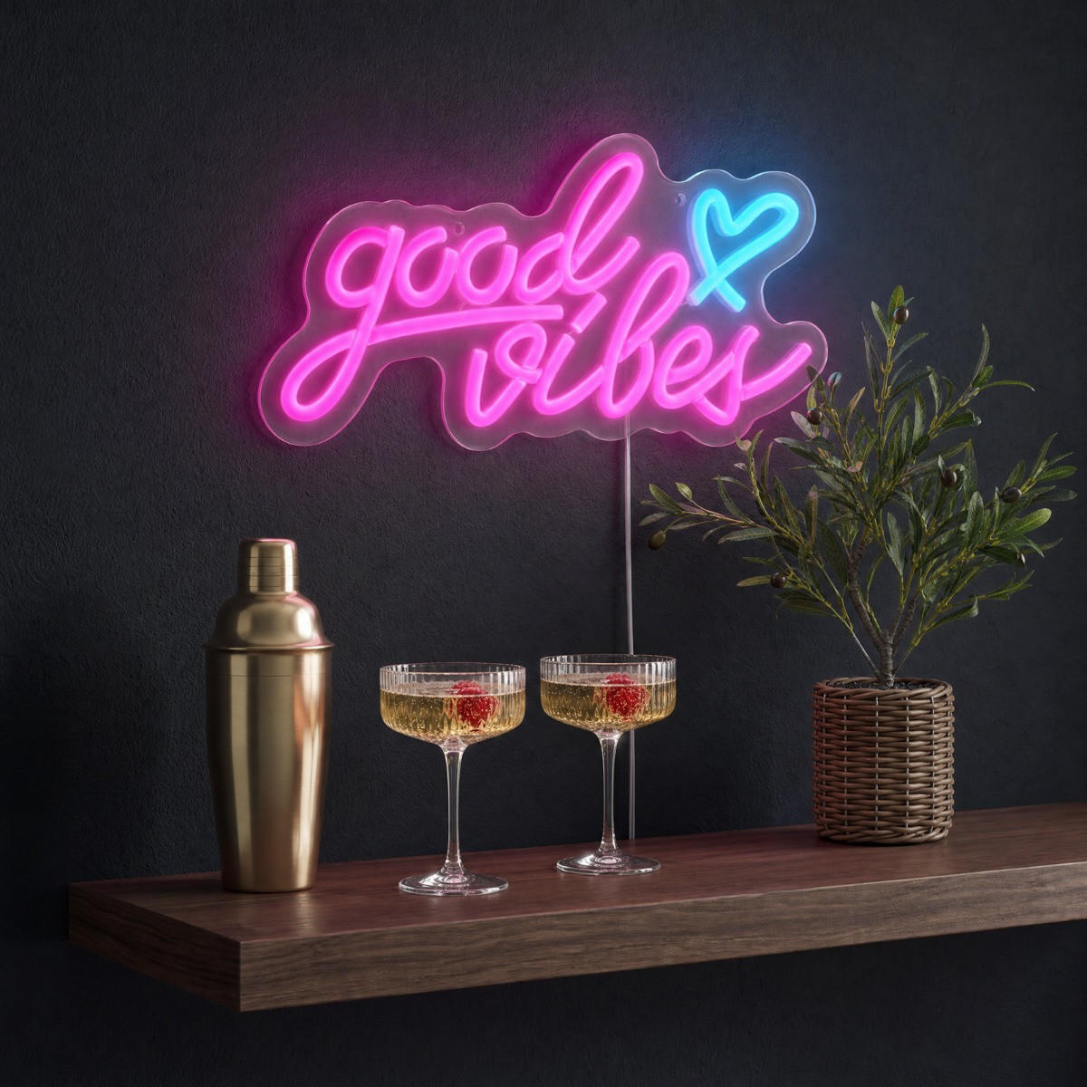 OHS Good Vibes LED Sign - Hot Pink>