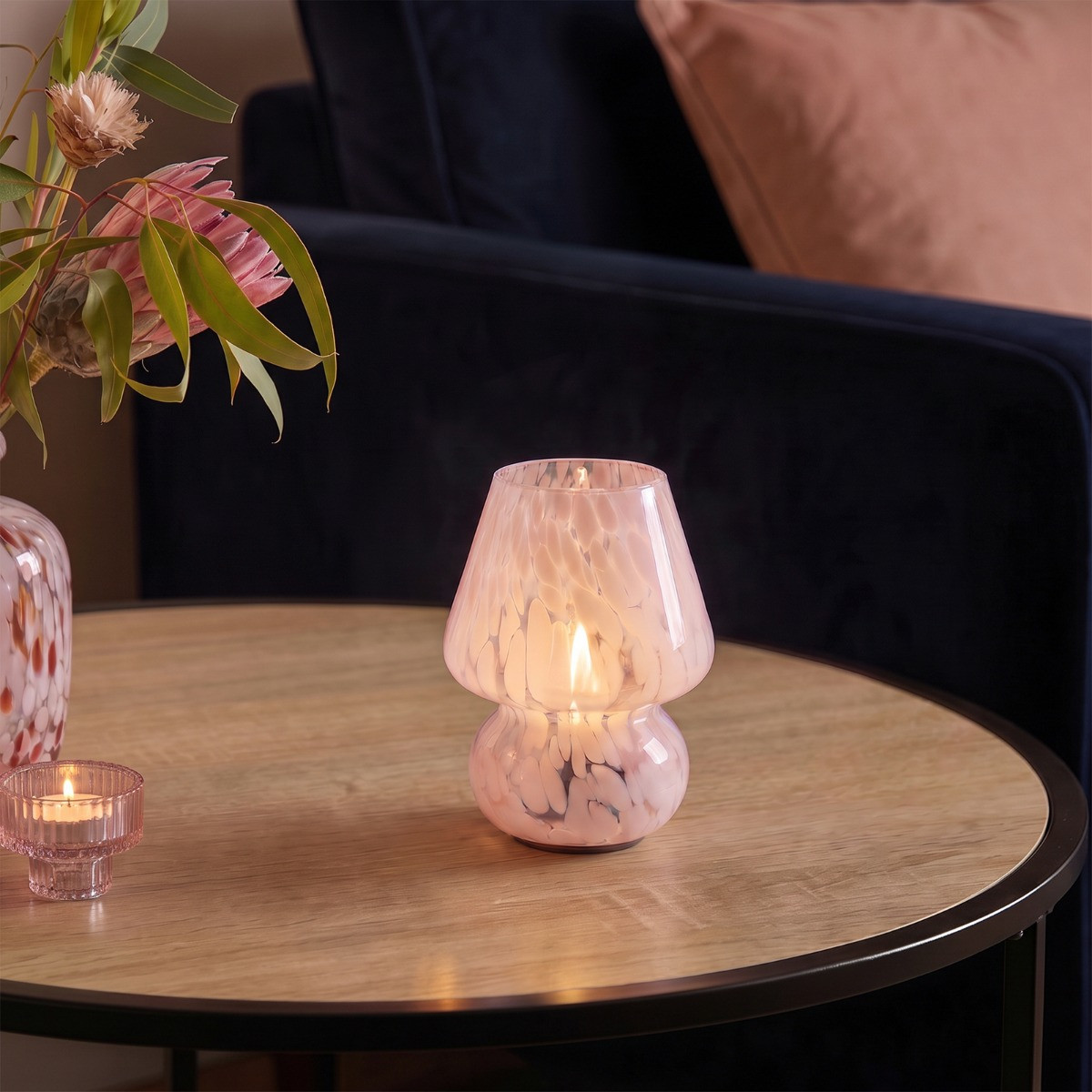 OHS Confetti Mushroom Glass Battery Operated Lamp - Pink>