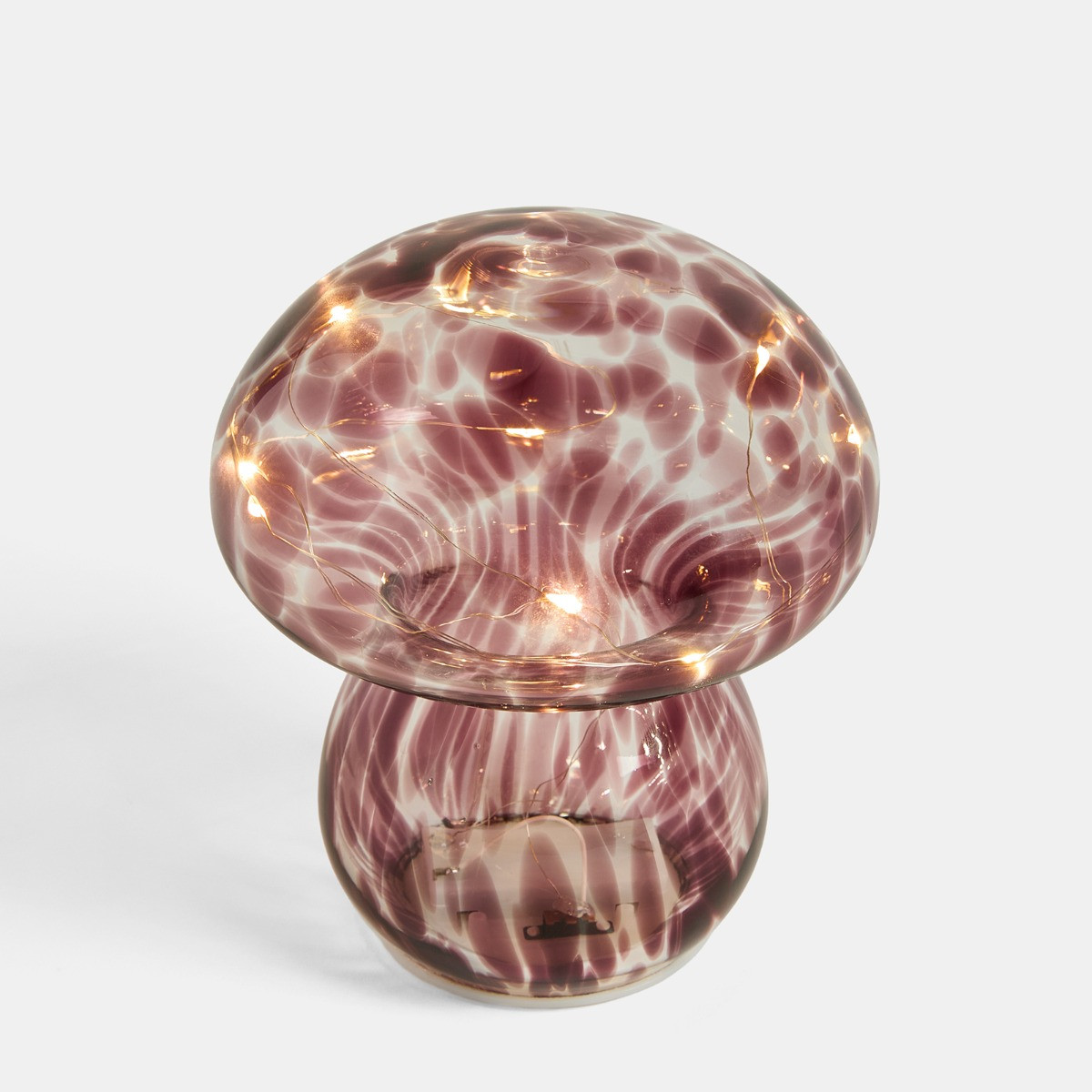 OHS Toadstool Glass Battery Operated Lamp - Burgundy>
