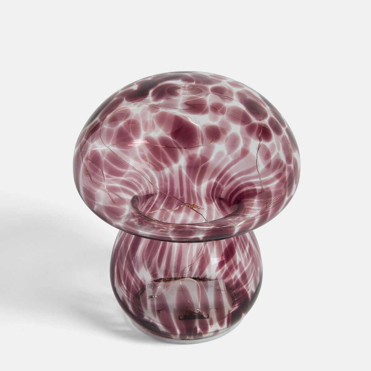 OHS Toadstool Glass Battery Operated Lamp - Burgundy>