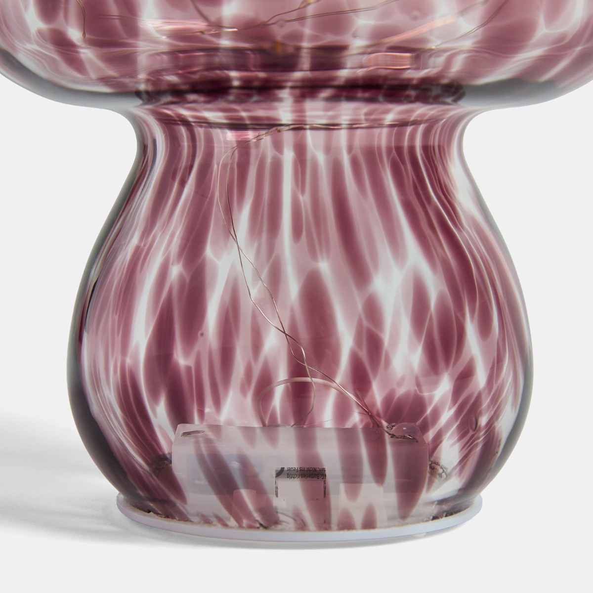 OHS Toadstool Glass Battery Operated Lamp - Burgundy>