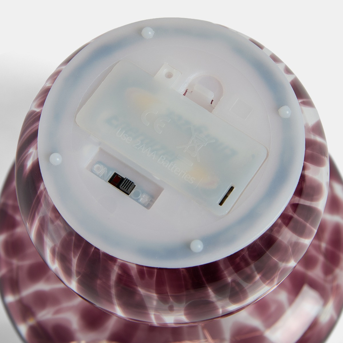 OHS Toadstool Glass Battery Operated Lamp - Burgundy>