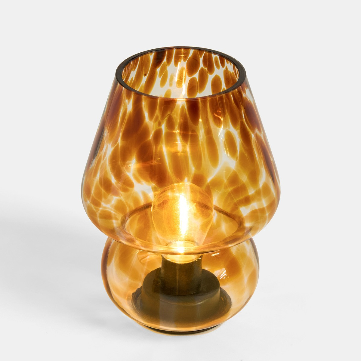 OHS Confetti Mushroom Glass Battery Operated Lamp - Brown>
