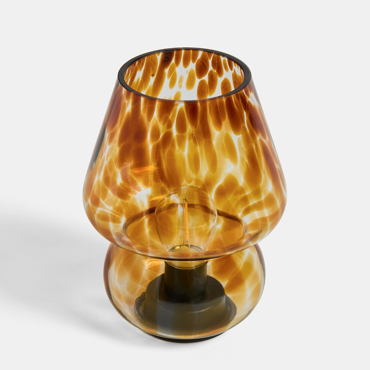 OHS Confetti Mushroom Glass Battery Operated Lamp - Brown>