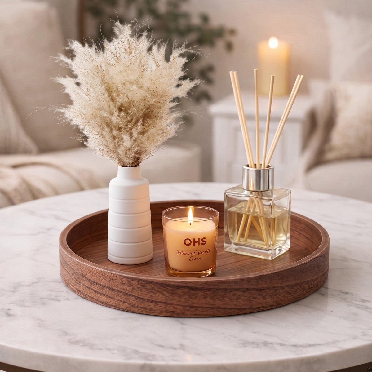 OHS Wooden Round Tray - Natural>