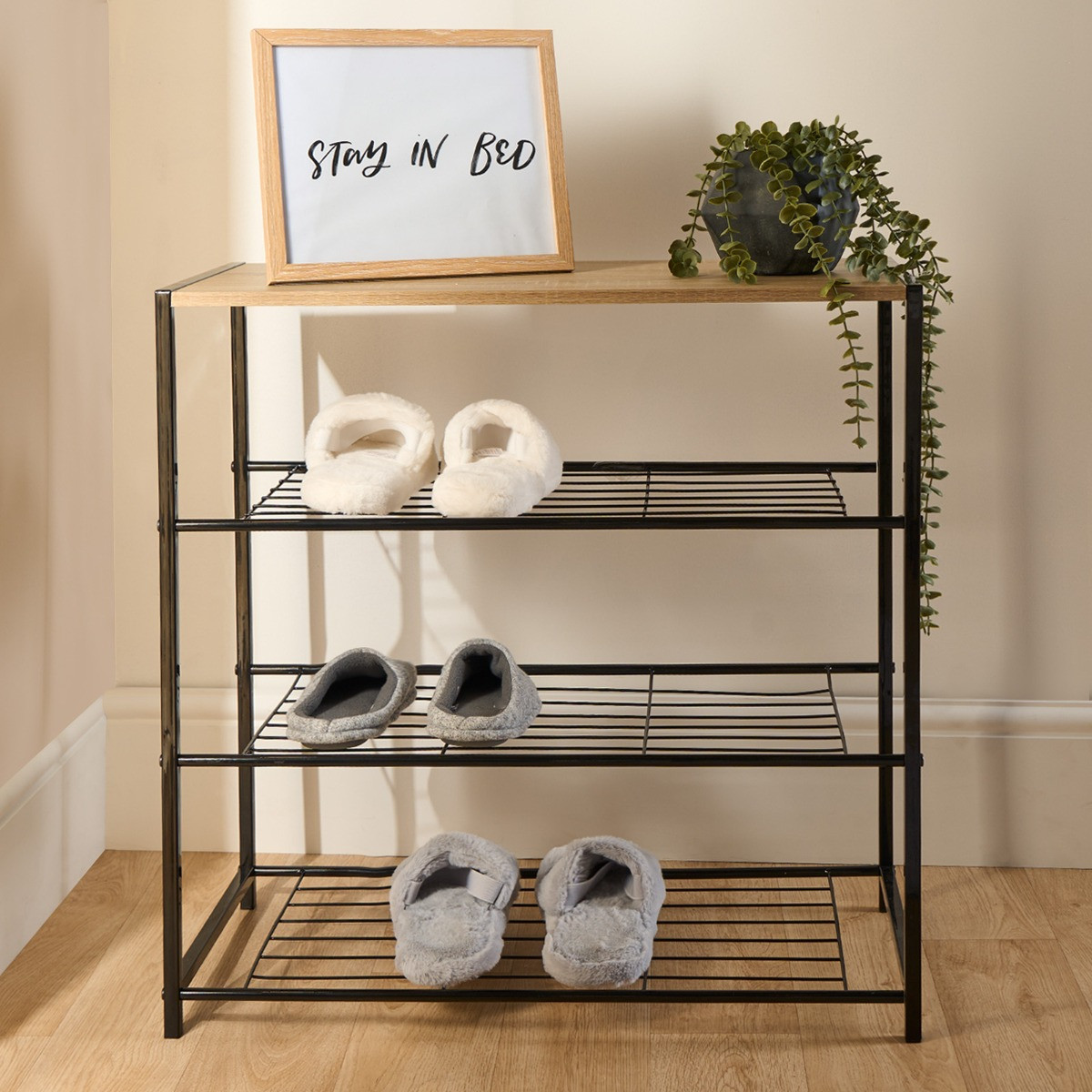 OHS Manhattan Multi Purpose 4-Tier Shoe Rack - Light Wood>