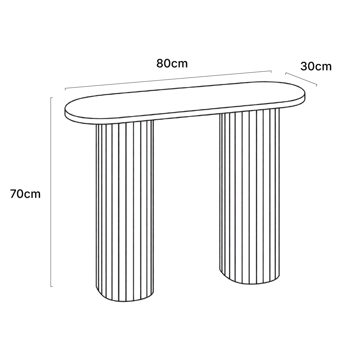 OHS Madison Ribbed Console Table - Black >