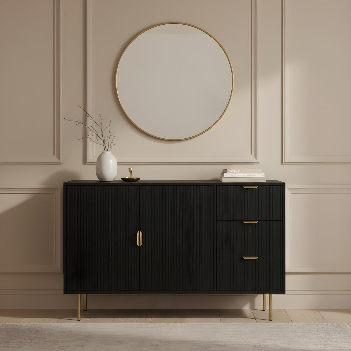 OHS Ribbed Sideboard - Black>