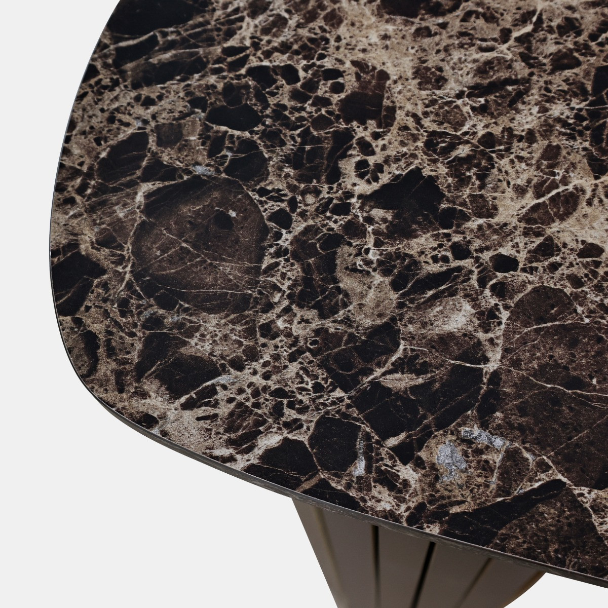 OHS Madison Marble Effect Ribbed Console Table - Dark Brown>
