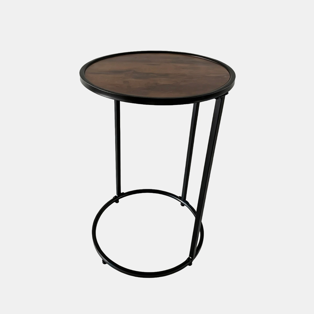 OHS Round C Shape Side Table - Dark Wood>